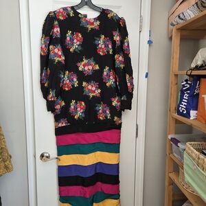 Colorful Floral Long Sleeve Dress